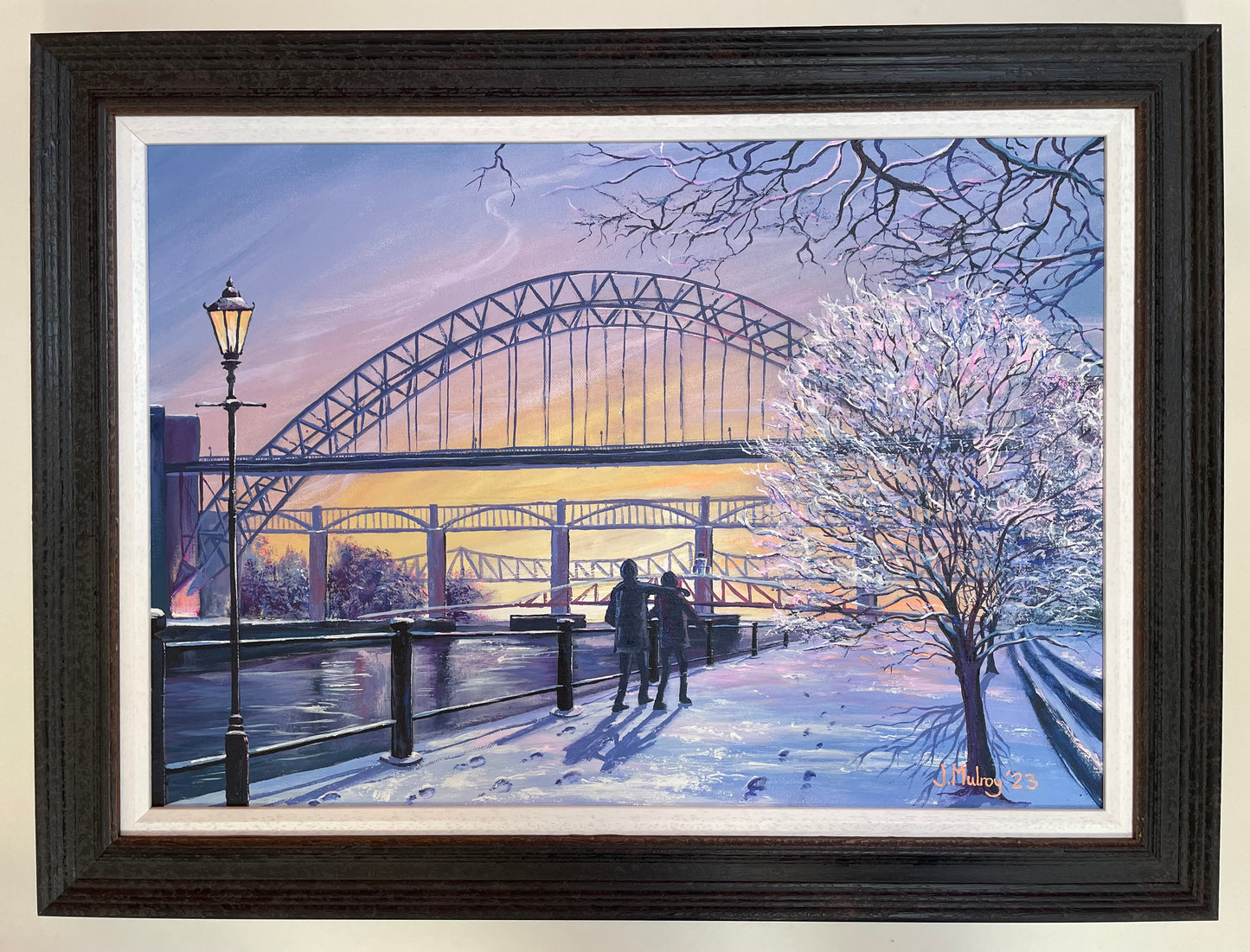 Christmas Tyne, Newcastle-upon-Tyne Quayside - Framed Original Acrylic on Canvas