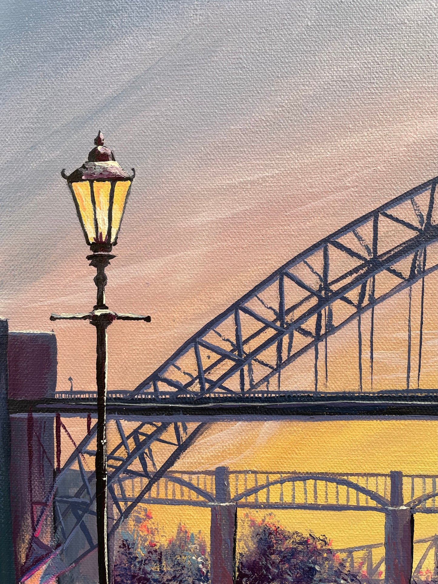 Christmas Tyne, Newcastle-upon-Tyne Quayside - Framed Original Acrylic on Canvas