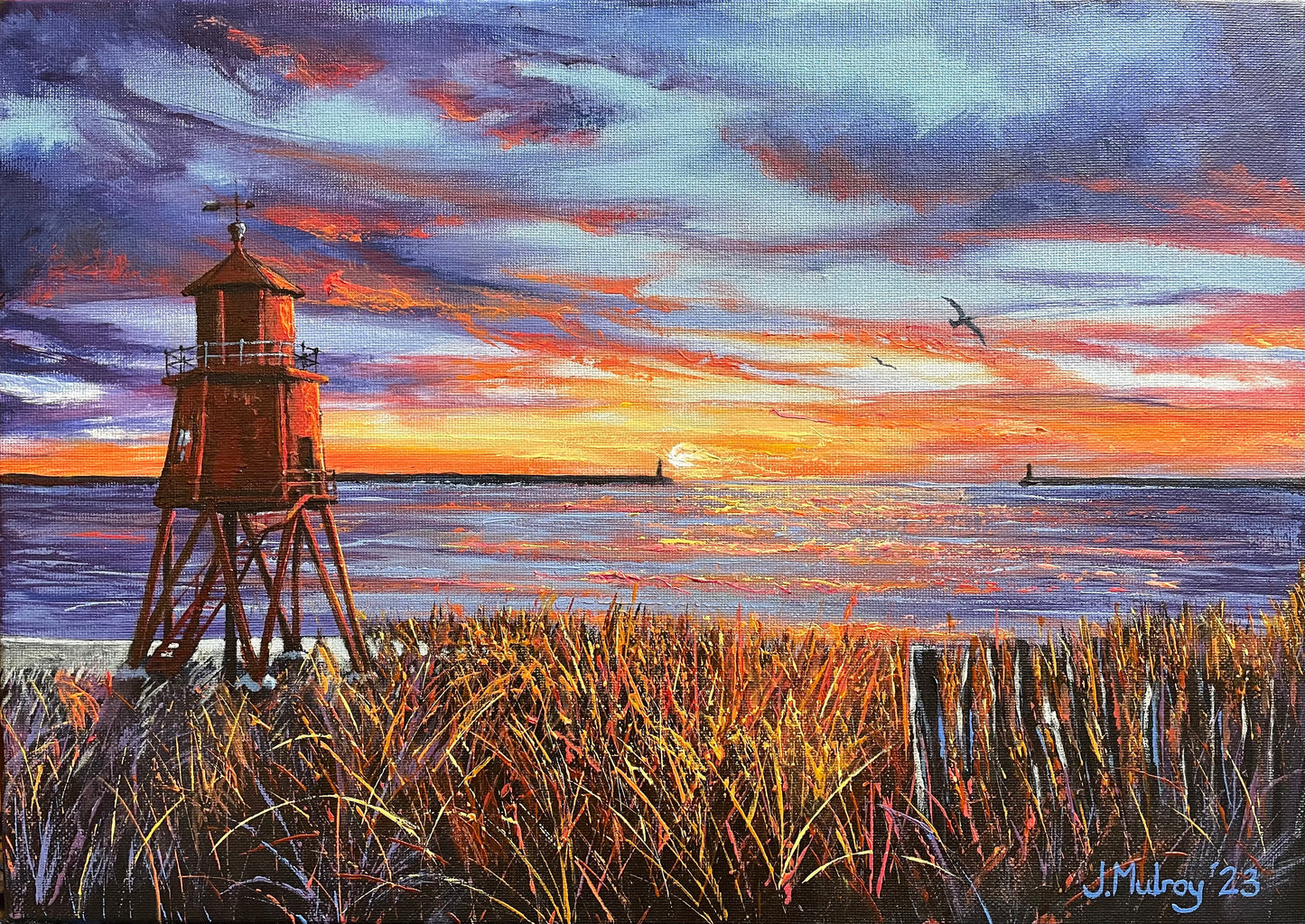 South Tyne Sunrise - Unframed Original Acrylic on Canvas