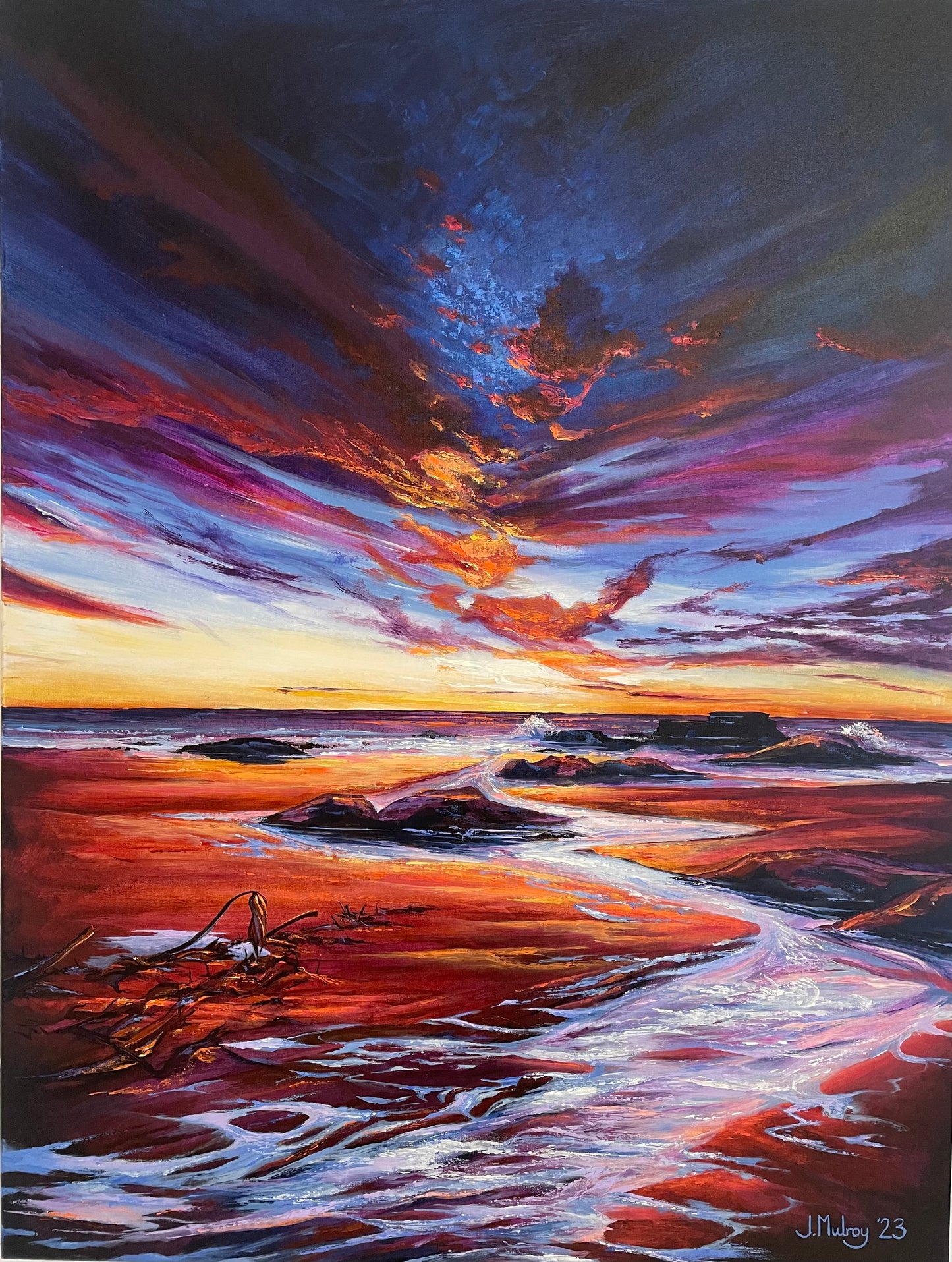 Longsands and the Heavens, Tynemouth - Original Acrylic on Canvas