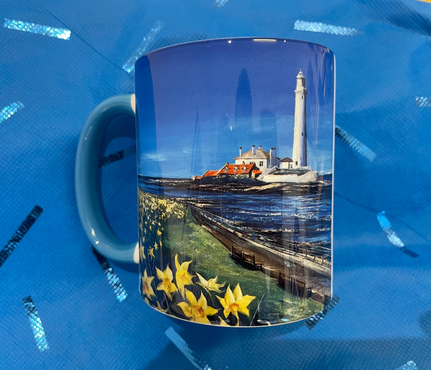 Fine Art Mug - ‘St Mary’s in Springtime’ Whitley Bay