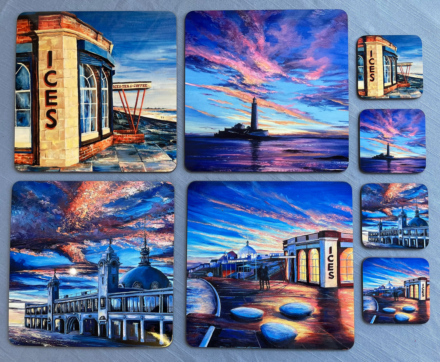 Whitley Bay Fine Art Placemat Collection - Pack of Four Mats and four coasters