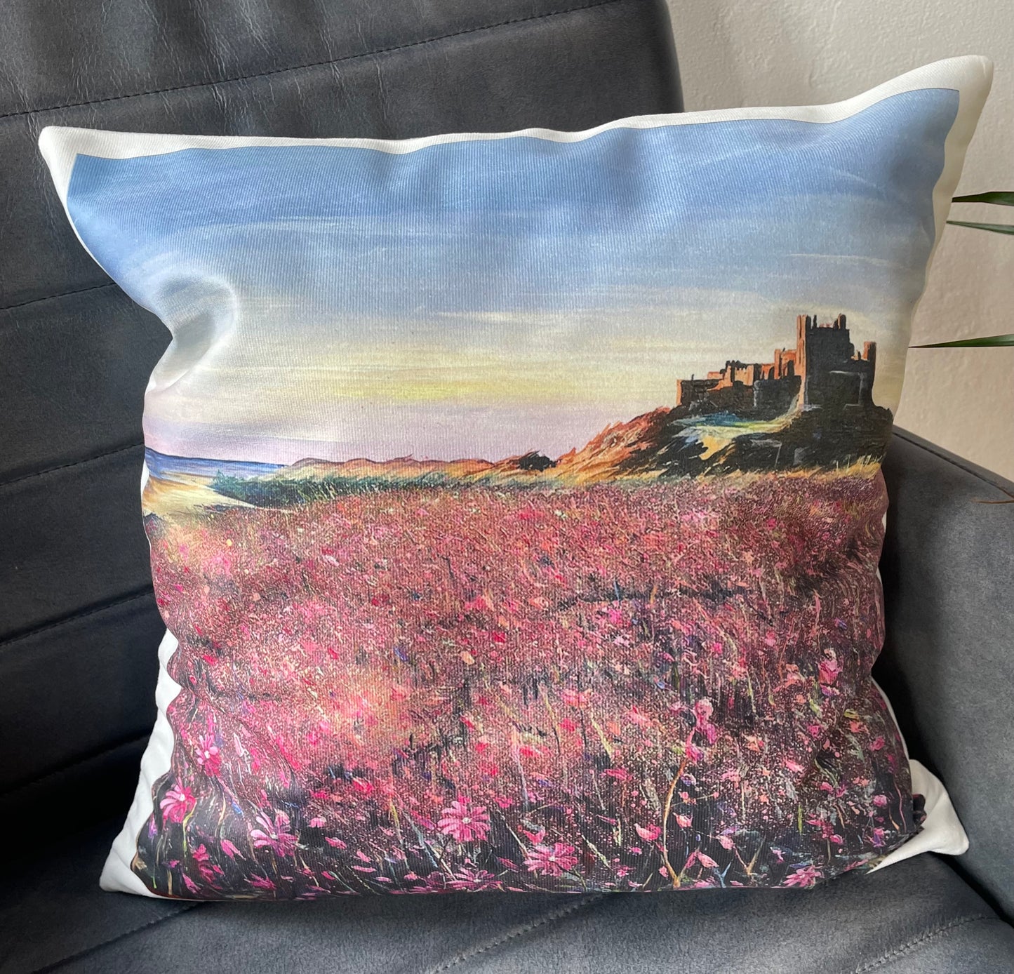 Fine Art Cushion - Bamburgh in the Flowers.