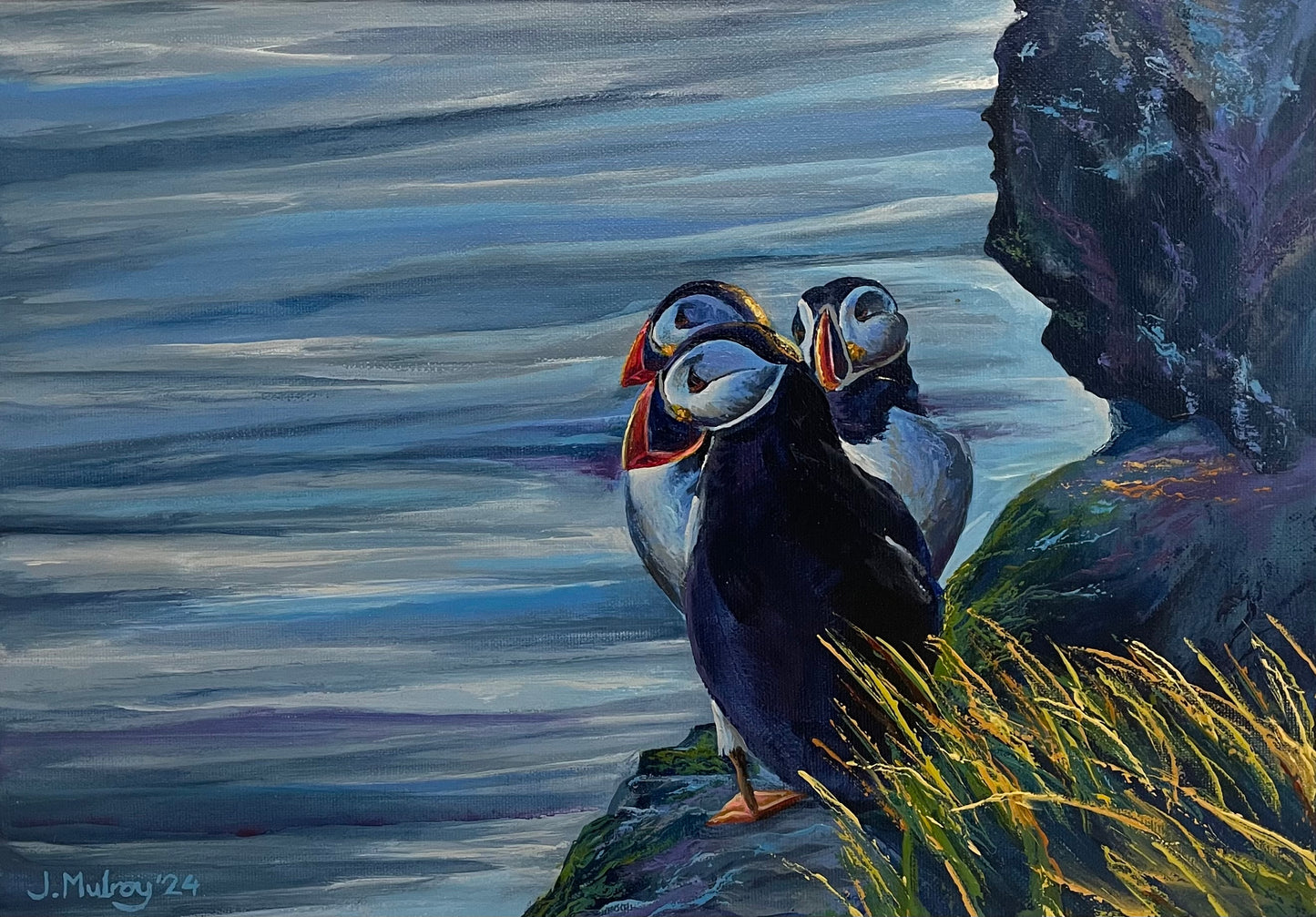 ‘Puffin Perfect’. Original Acrylic on Canvas - Framed.