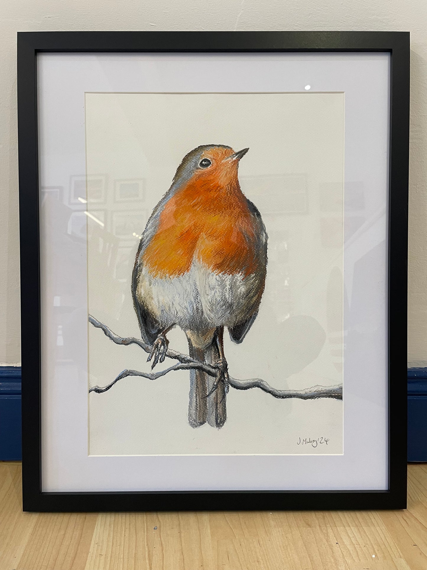 ‘The Robin.’ Original Pastel on Paper - Framed.