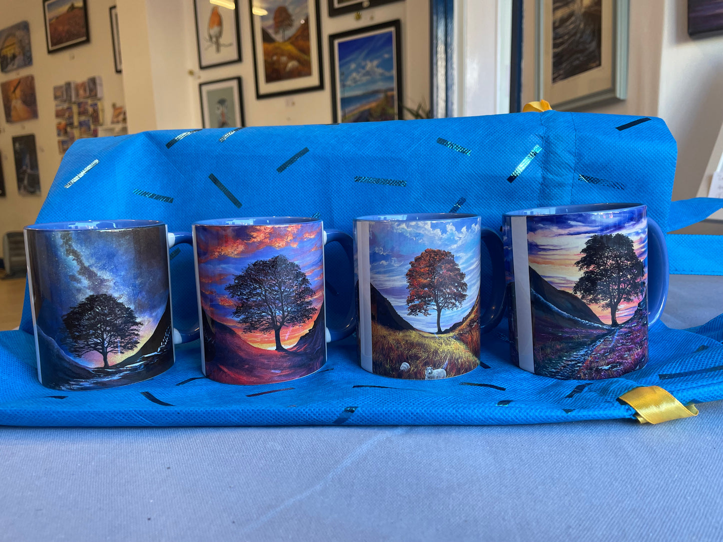 Fine Art Mugs: Set of four - ‘Sycamore Gap Four Seasons’