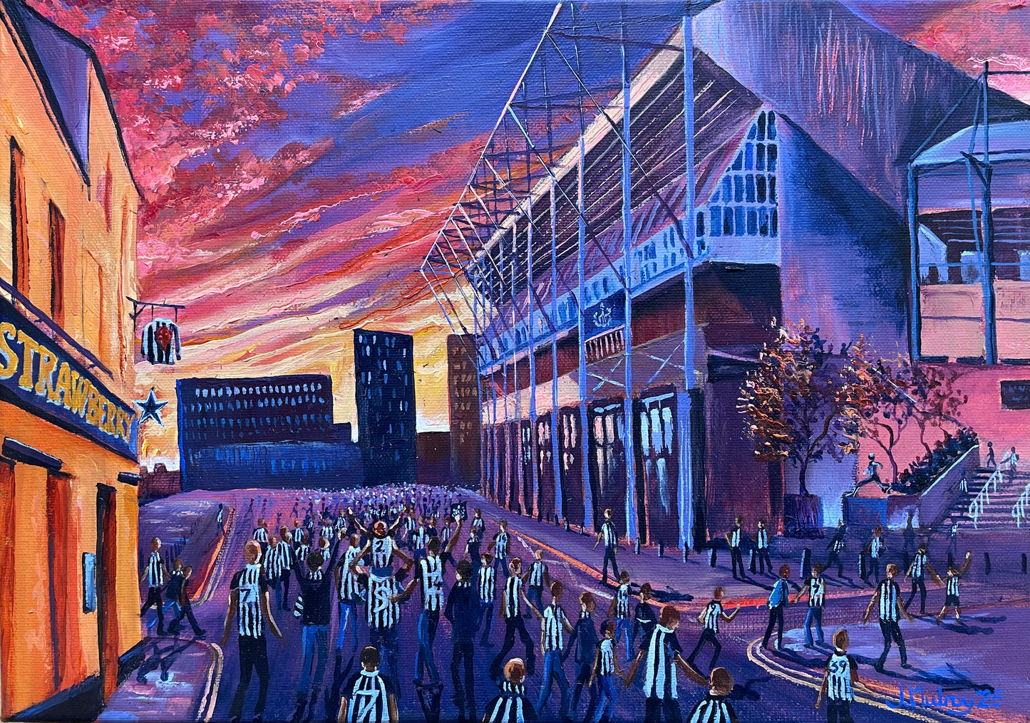 ‘Match Day’ - Newcastle United. Original Acrylic on Canvas - Framed.