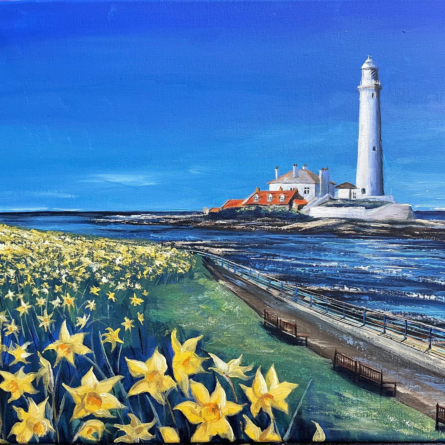 Fine Art Mug - ‘St Mary’s in Springtime’ Whitley Bay