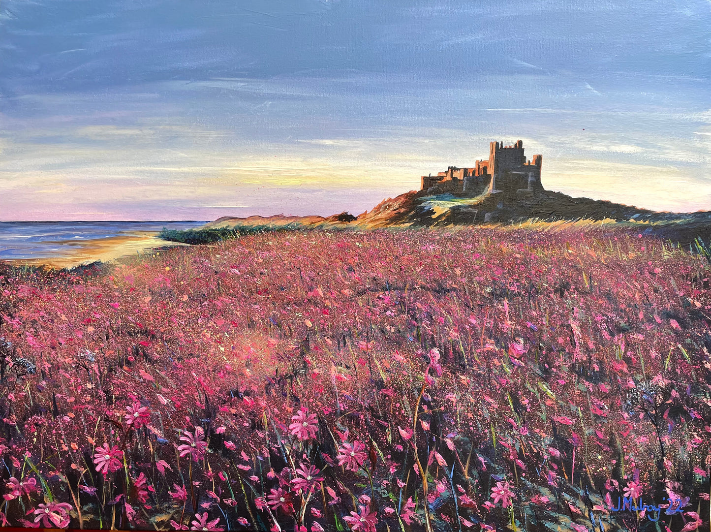 Fine Art Cushion - Bamburgh in the Flowers.