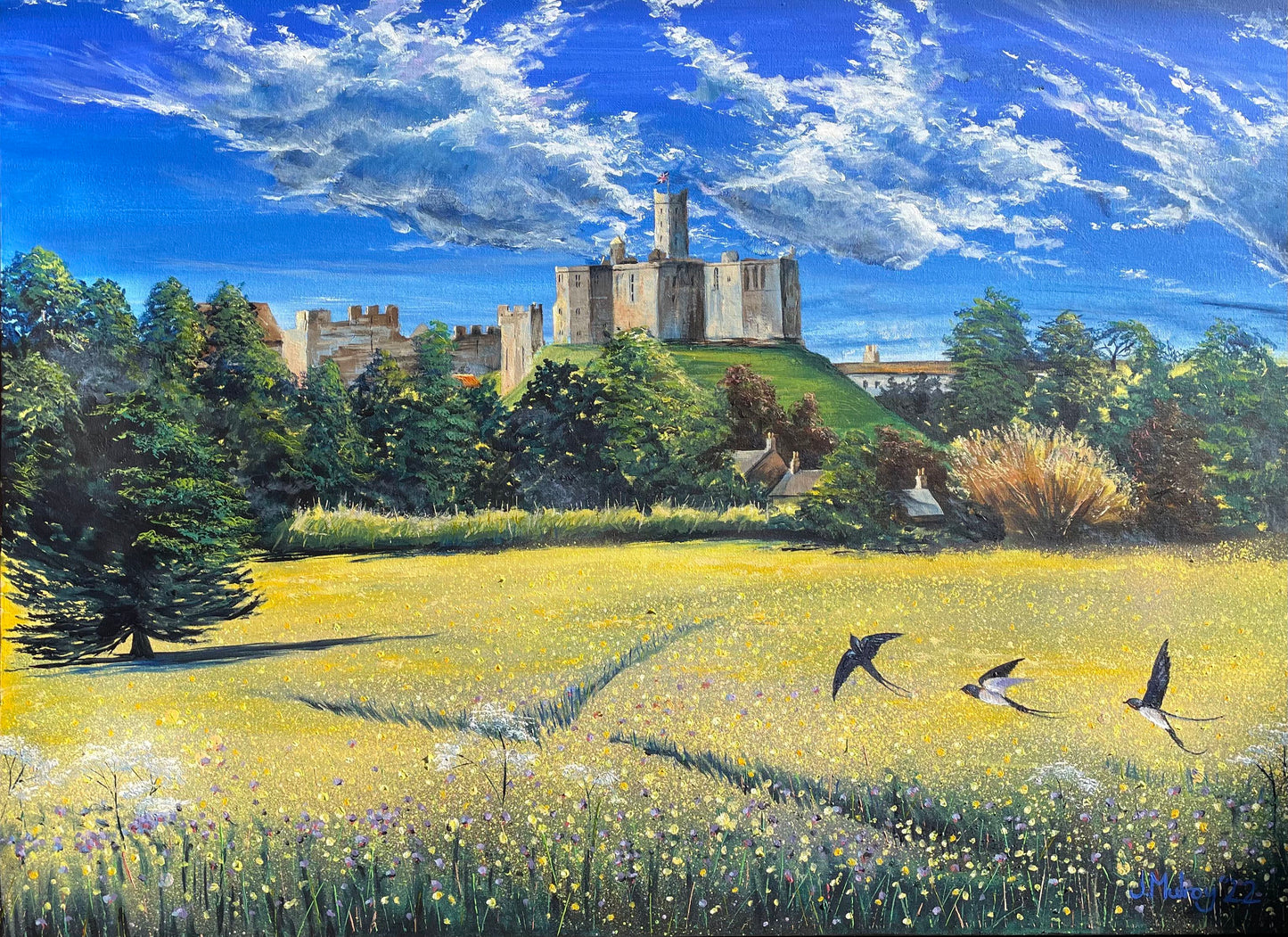 Warkworth in Yellow, Morpeth - Framed Original Acrylic on Canvas