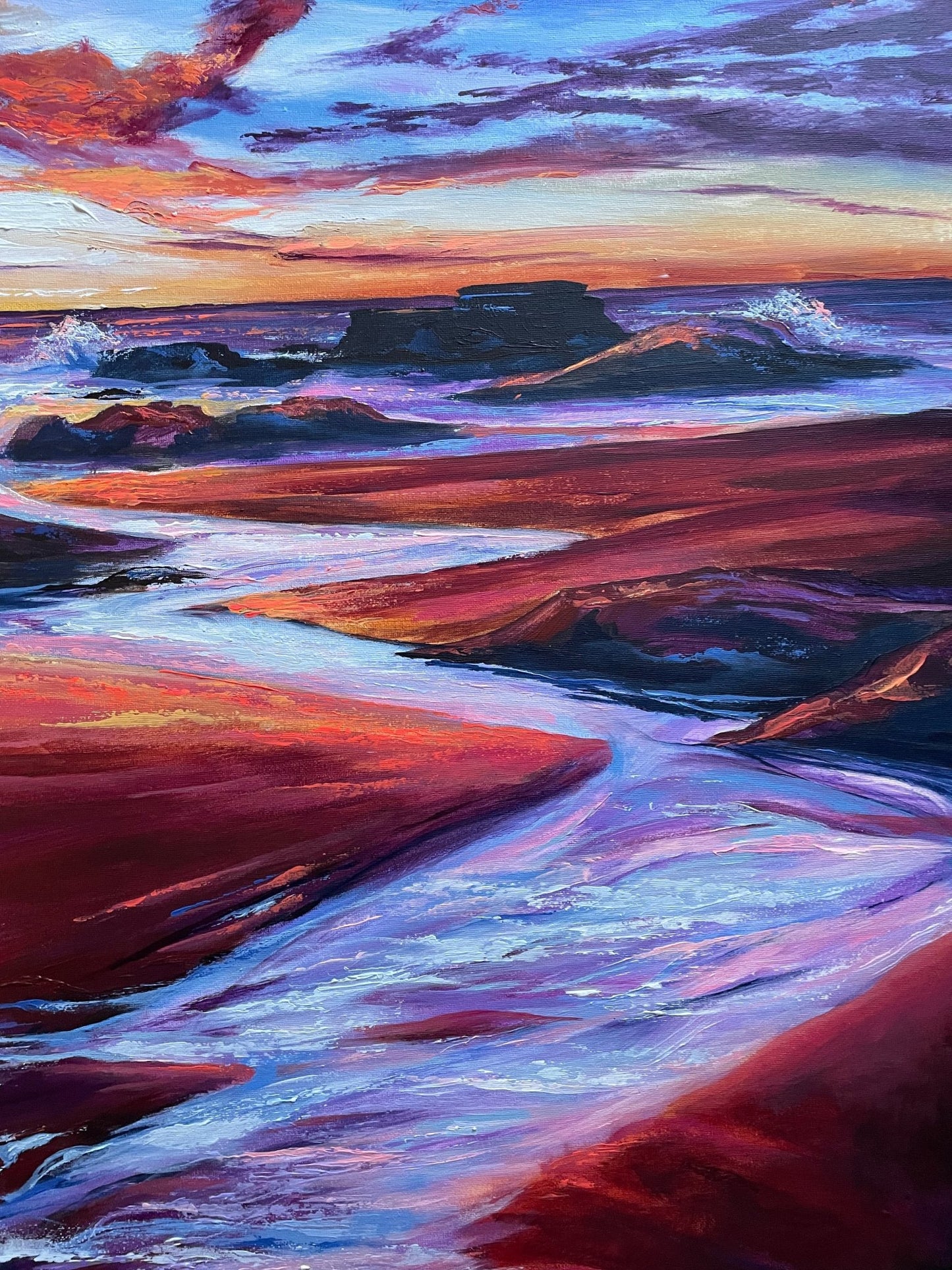 Longsands and the Heavens, Tynemouth - Original Acrylic on Canvas - Arty Joe