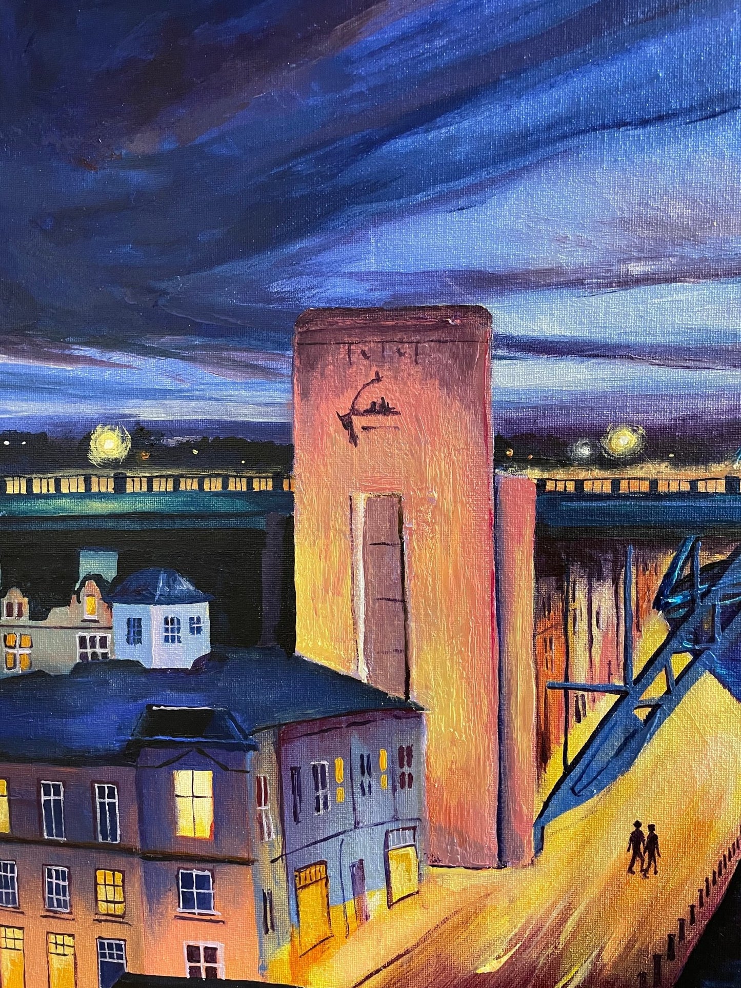 Quayside Lights, Newcastle-upon-Tyne - Original Acrylic on Canvas - Arty Joe