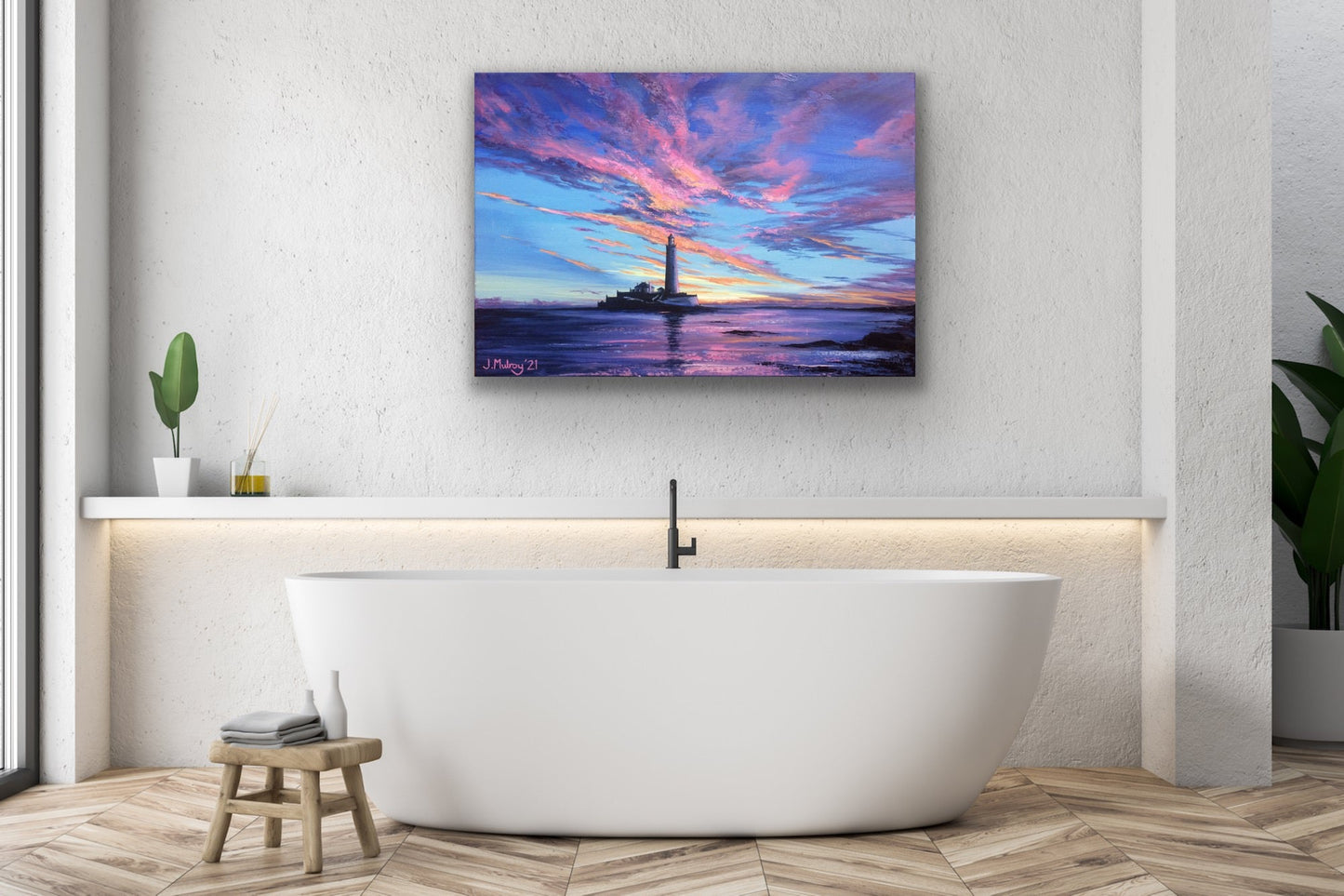St Mary’s Sunrise II, Whitley Bay - Canvas Print - Arty Joe
