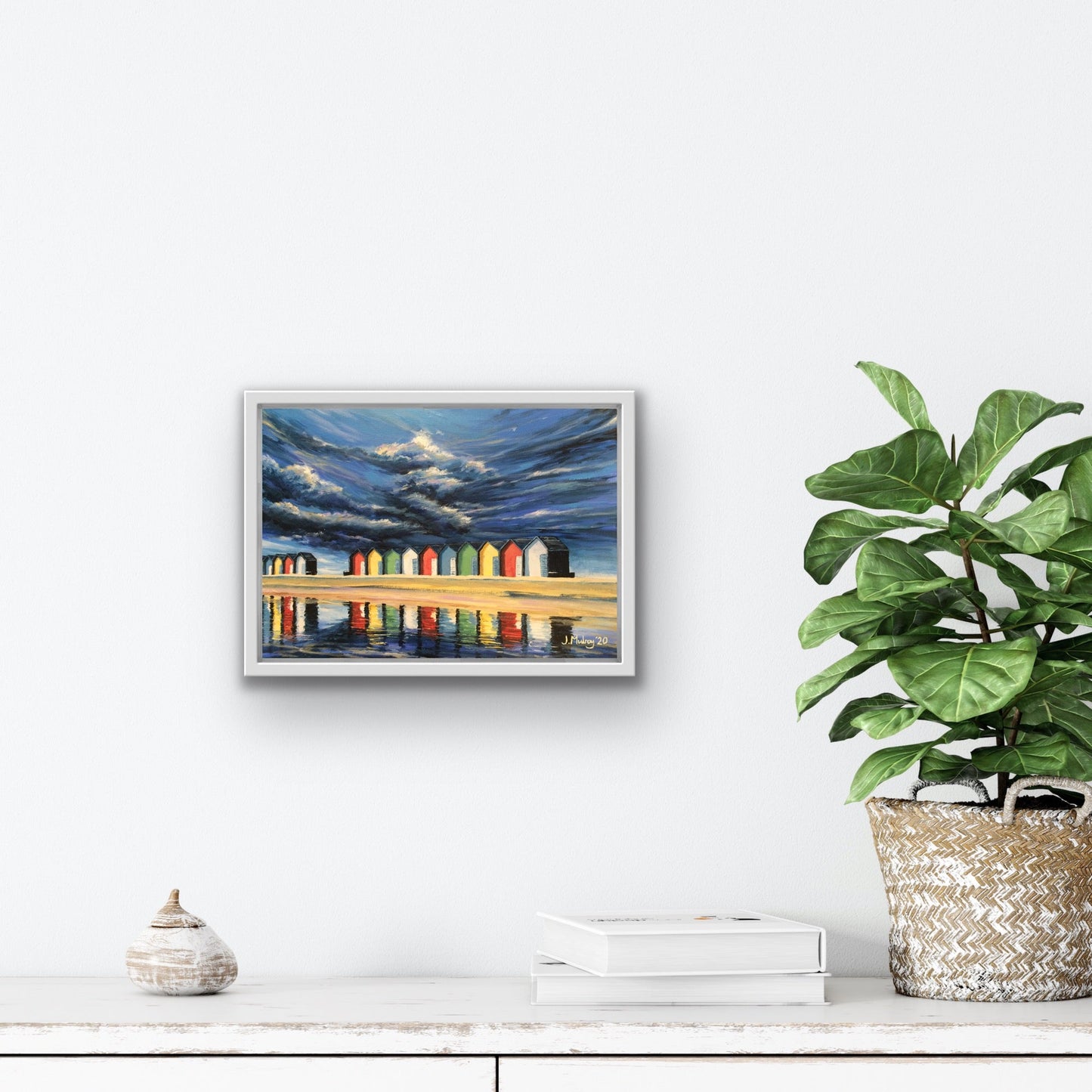 The Beach Huts of Blyth, Northumberland - Original Acrylic on Canvas - Arty Joe