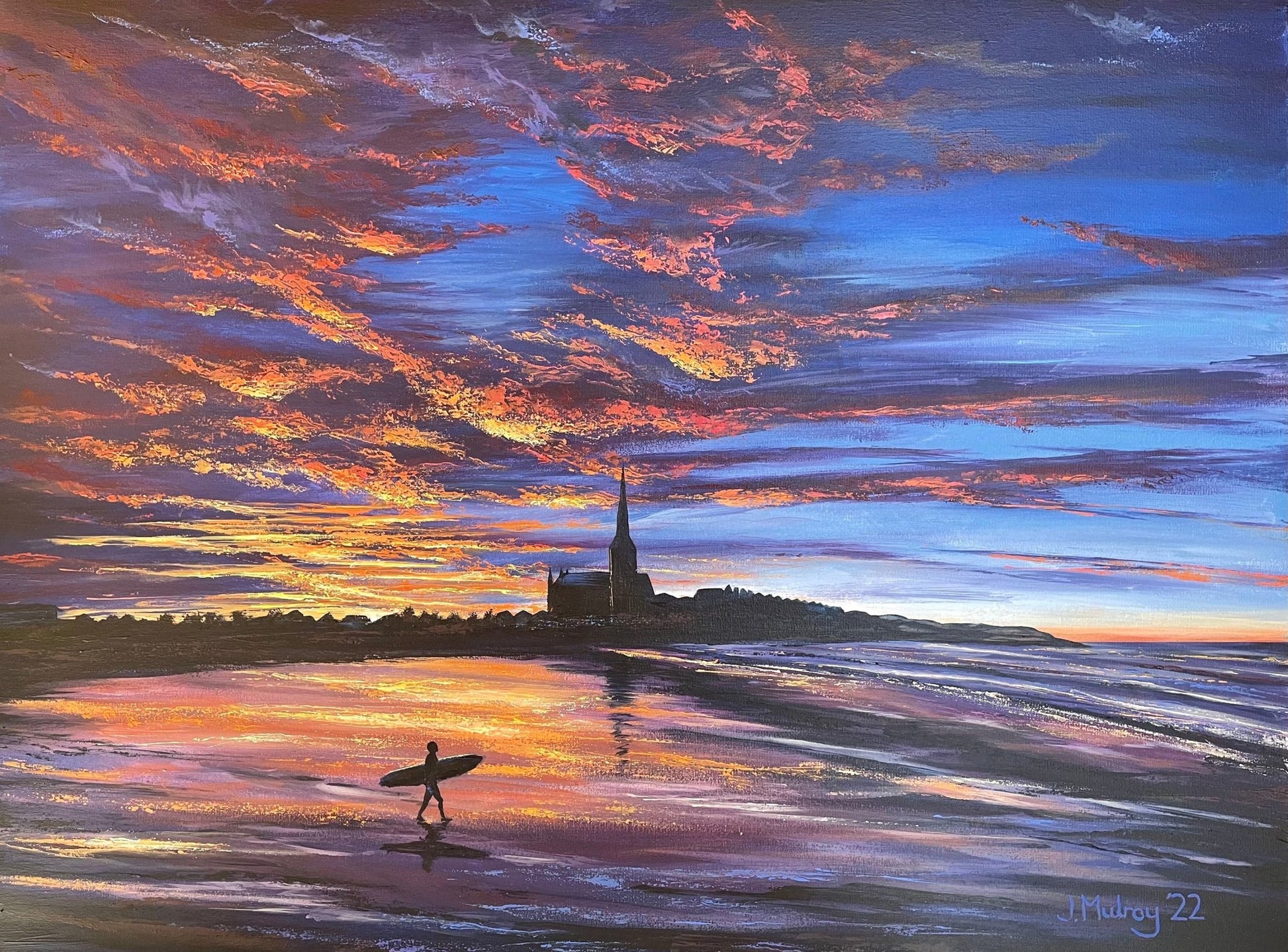 The Surfer, Tynemouth - Canvas Print - Arty Joe