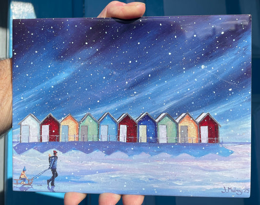 Snow Day at the Beach Huts - Decorative Tile