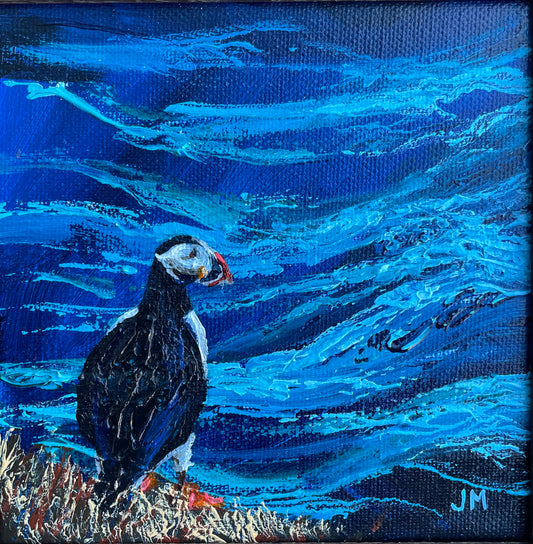 Puffin II - Original framed mini