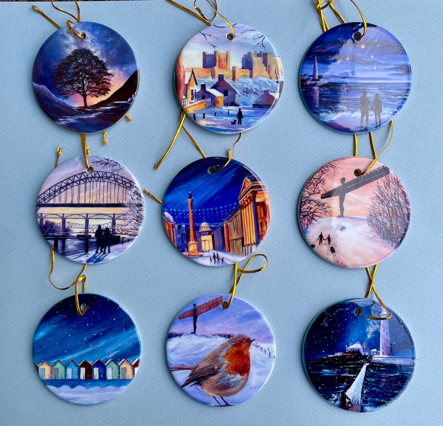 Complete set of 9 Ceramic hanging decorations