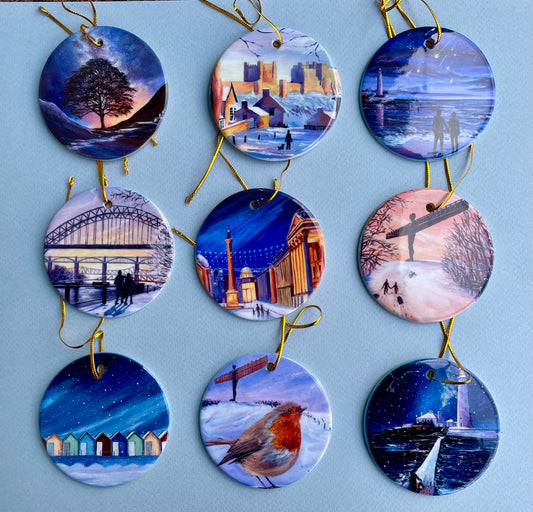 Complete set of 9 Ceramic hanging decorations