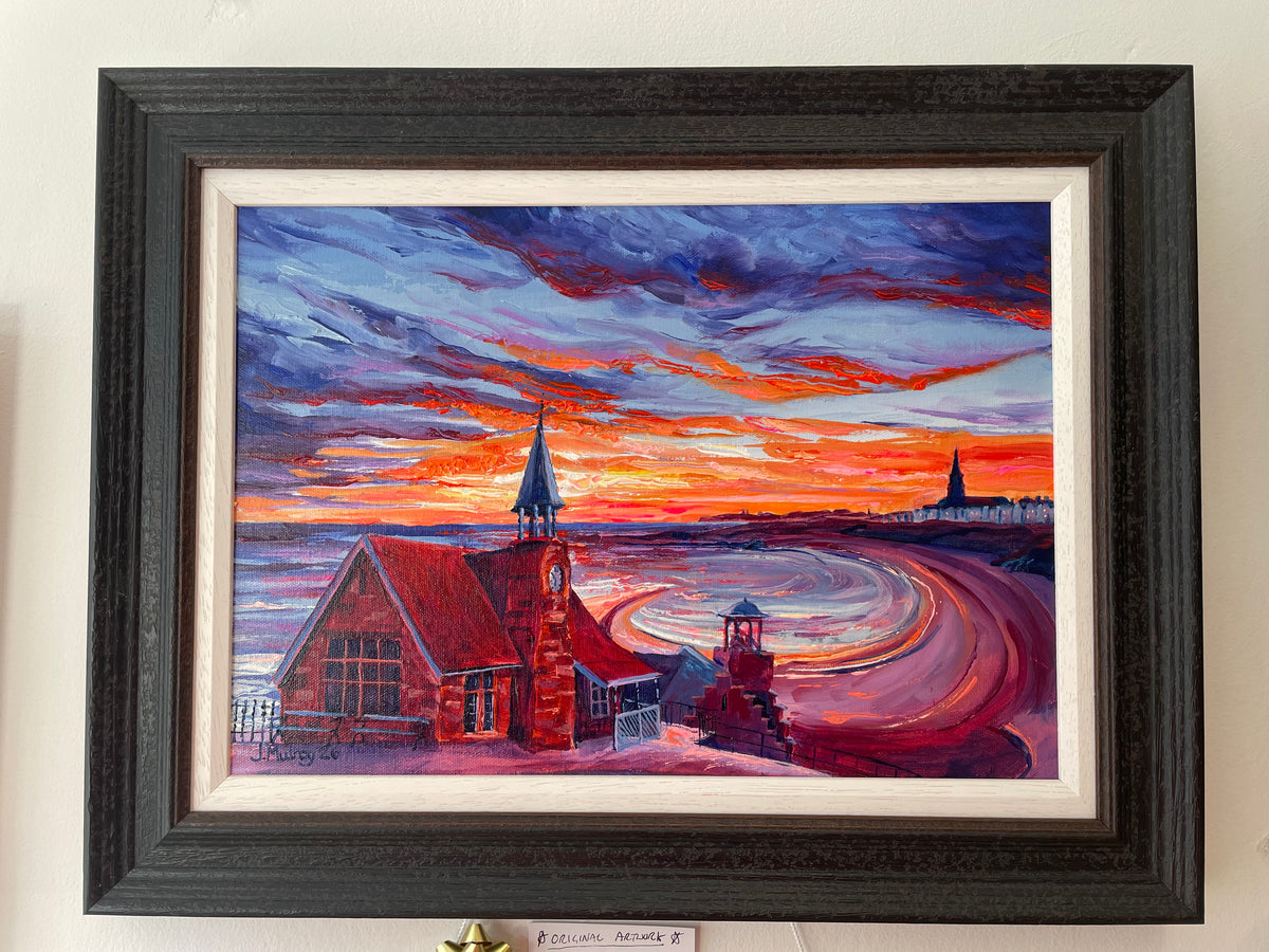 ‘Cullercoats Sunrise II’ Original Acrylic on Canvas - Framed.