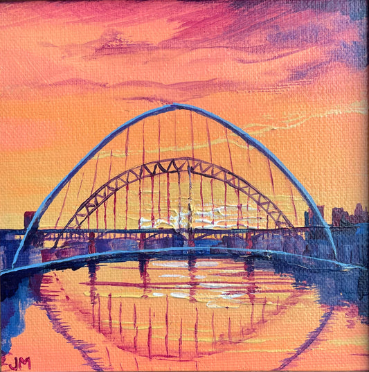 Quayside Sunset II - Original framed mini