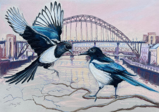 ‘Home Birds’ - Original pastel on paper, framed