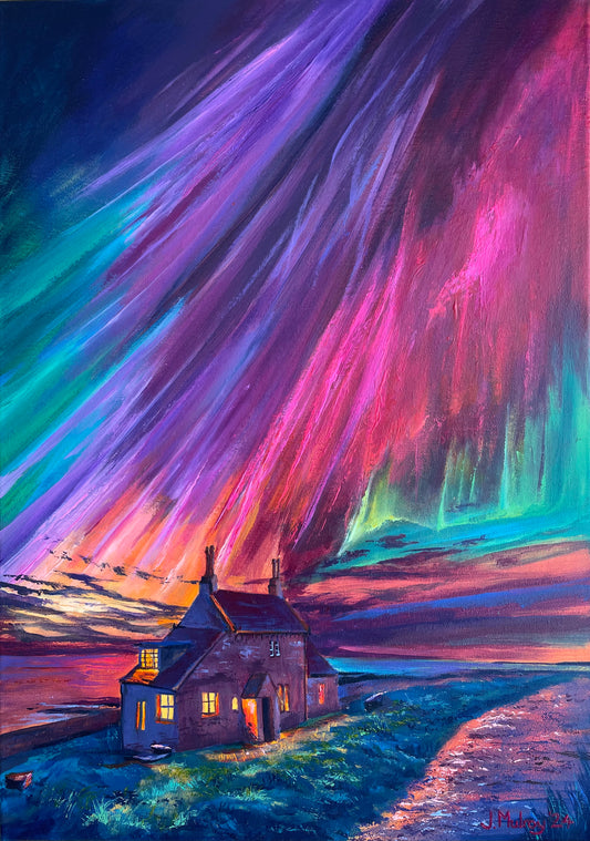 ‘Howick bathing house under the Aurora’ - Canvas Print