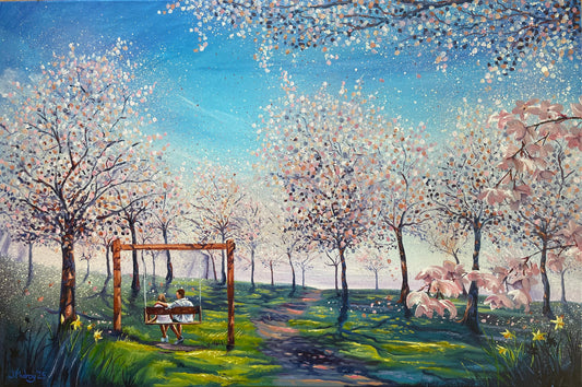 Alnwick Garden Blossom. Original Acrylic on Canvas - Framed.