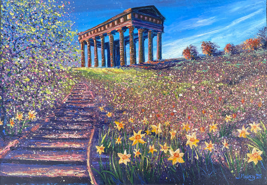 ‘Penshaw Monument in Spring’. Original Acrylic on Canvas - Framed.