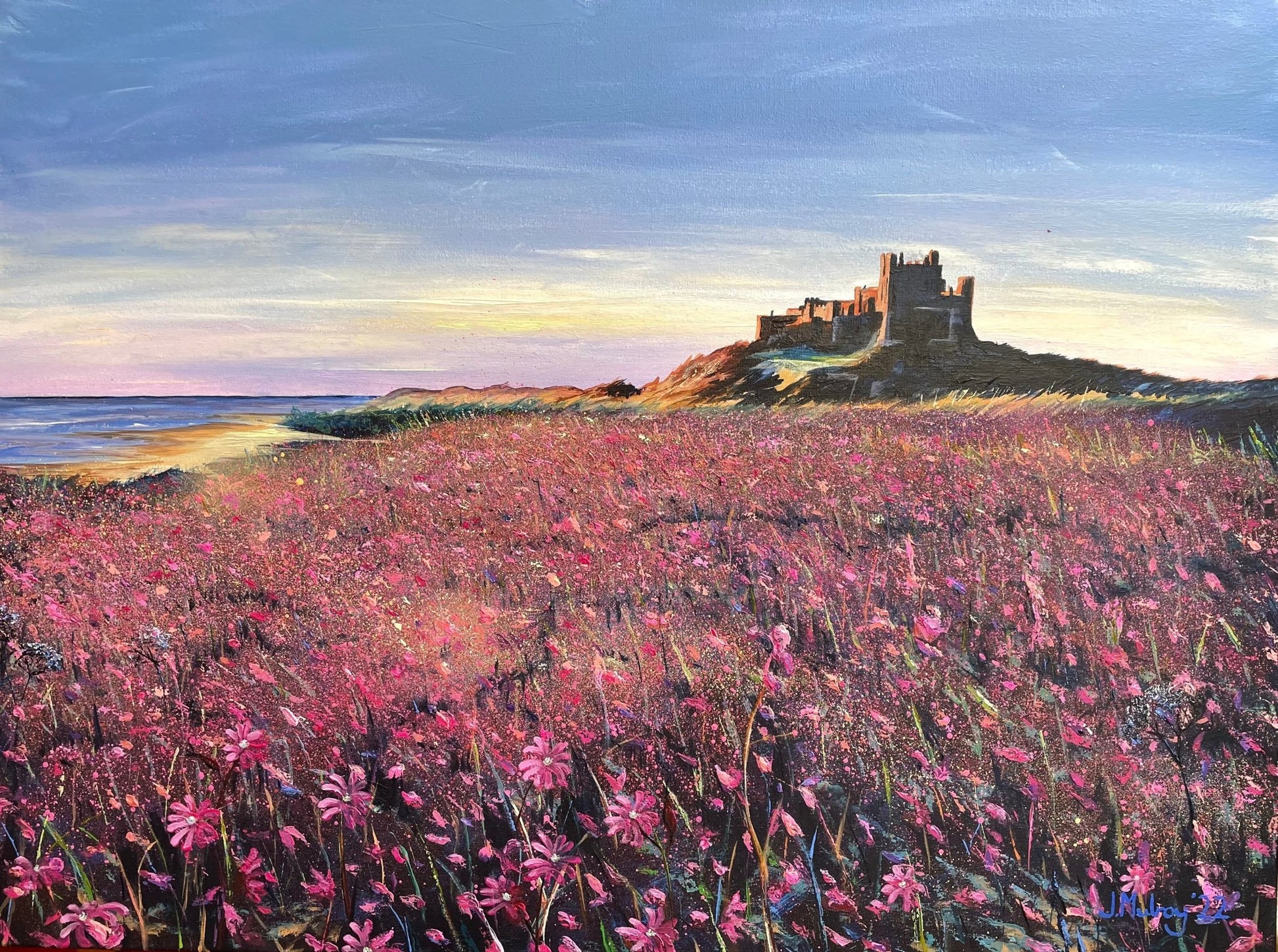 Bamburgh in the Flowers, Northumberland - Limited Edition Print - Arty Joe