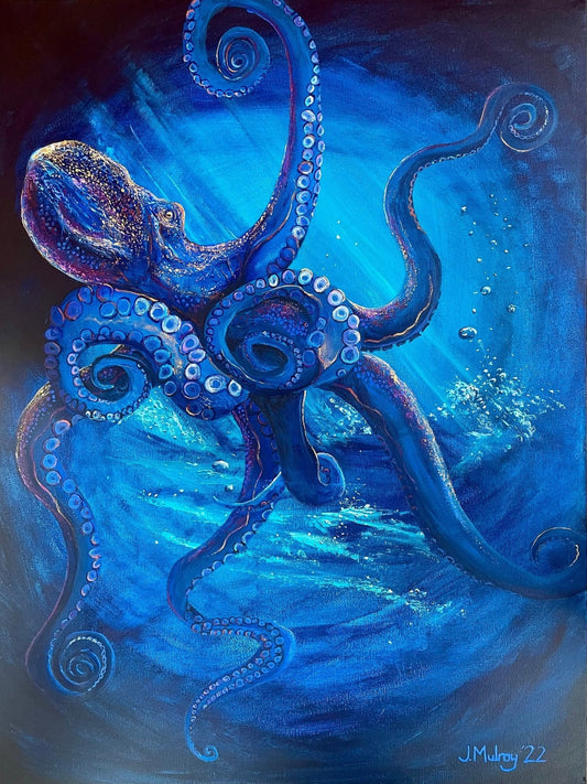 Blue Octopus - Deep Blue Series - Canvas Print - Arty Joe