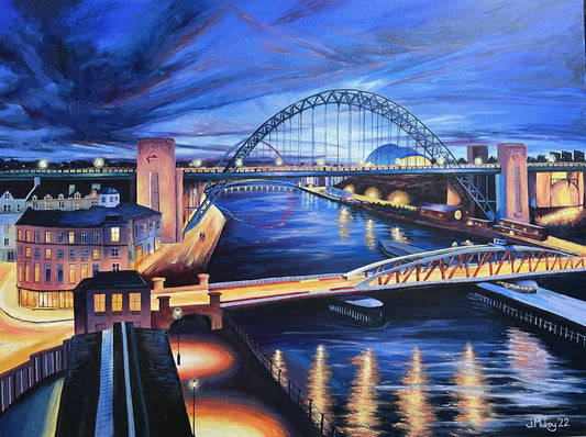 Quayside Lights, Newcastle-upon-Tyne - Original Acrylic on Canvas - Arty Joe