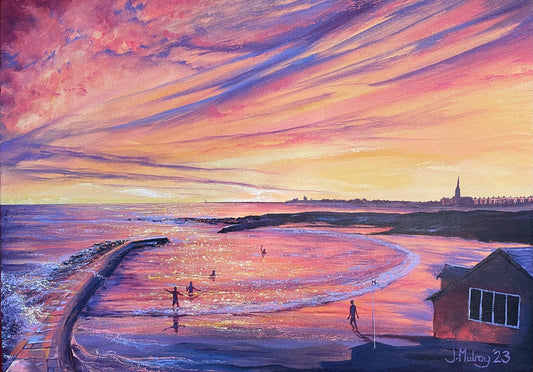 Sea Swimmers II, Cullercoats - Canvas Print - Arty Joe