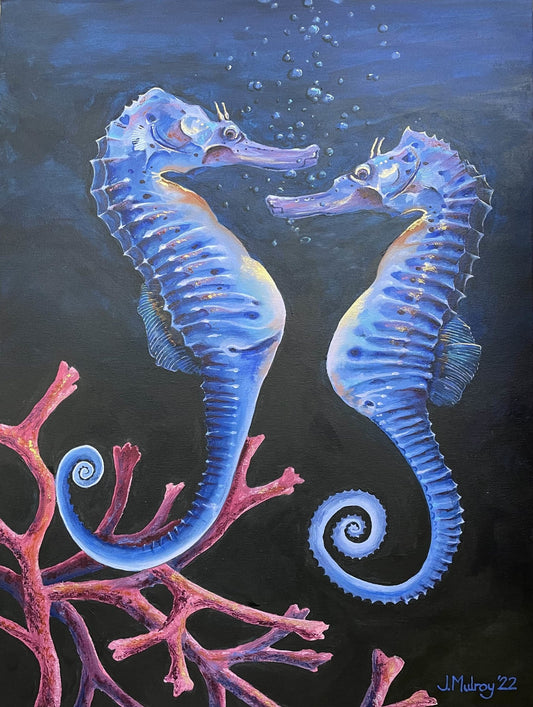 Seahorse Social - Deep Blue Series - Canvas Print - Arty Joe